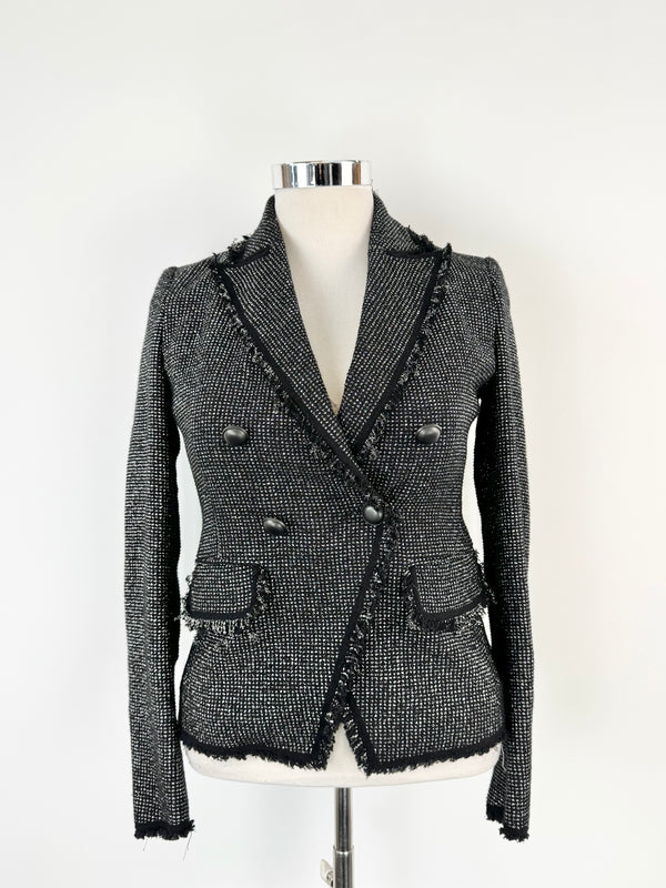 Veronica Beard Black & Silver Woven Blazer - AU12