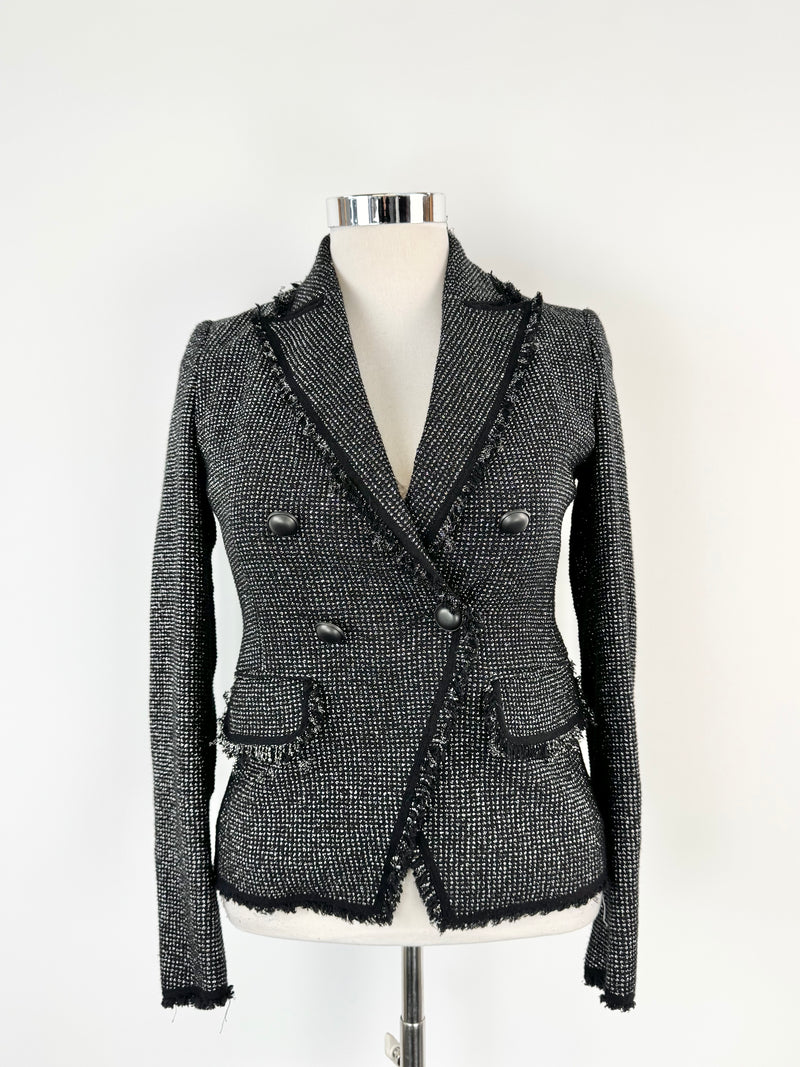 Veronica Beard Black & Silver Woven Blazer - AU12