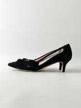 Kate Spade Black Suede Bow Accent Pumps - 7M