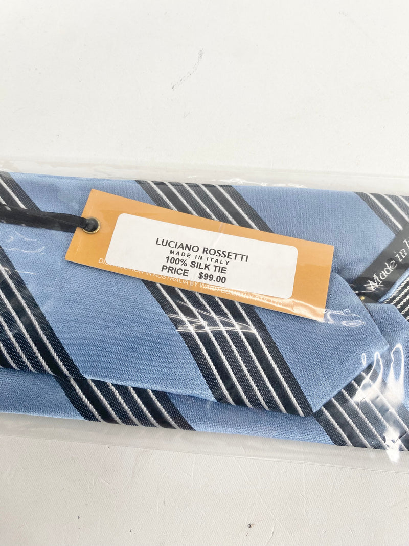 Luciano Rossetti Blue Stripe Silk Tie NWT