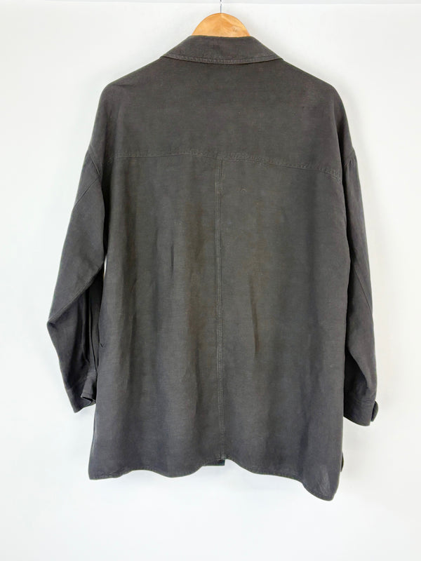 Country Road Black Linen-Blend Coat - AU10