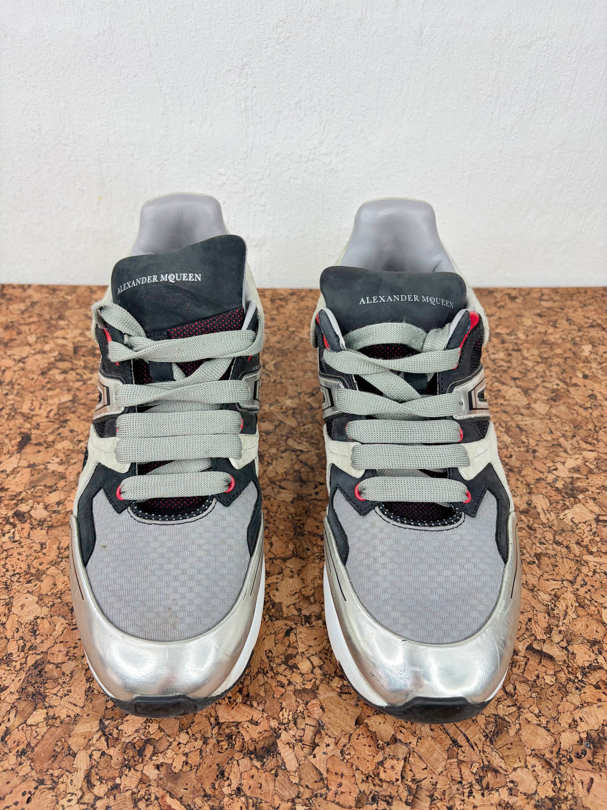 Alexander McQueen Oversized Patchwork Cocktail Silver Sneakers - EU42