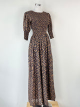 Morrison Black & Copper Floral Camo Ruched Maxi Dress  - AU8