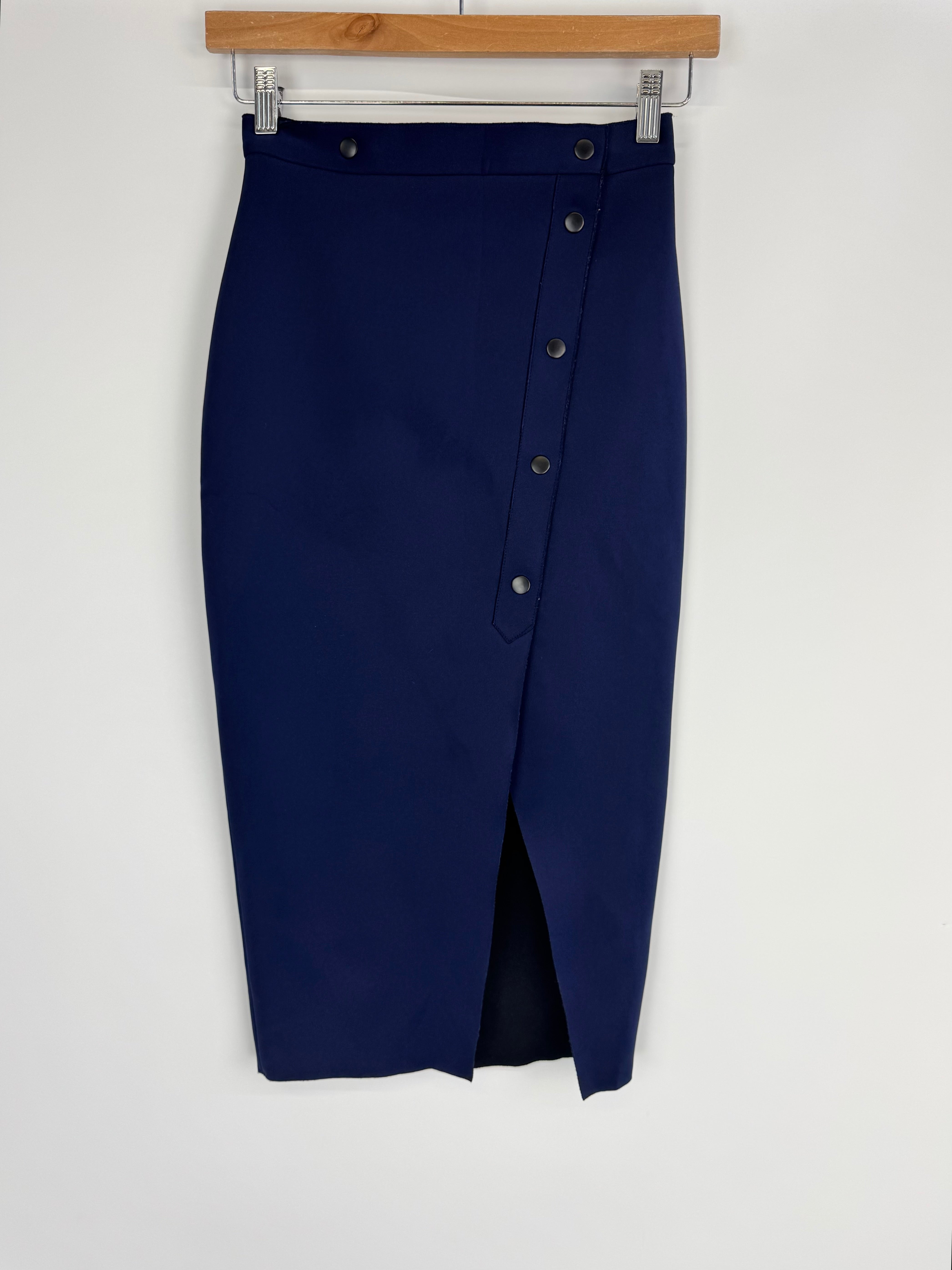Bec & Bridge Navy Blue Button Up Wrap Skirt - AU6