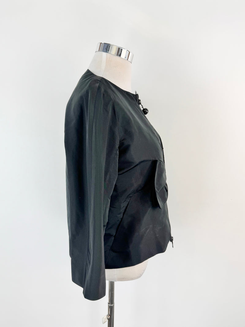 Moschino Cheap & Chic Black Bow Tie Zippered Jacket - AU10