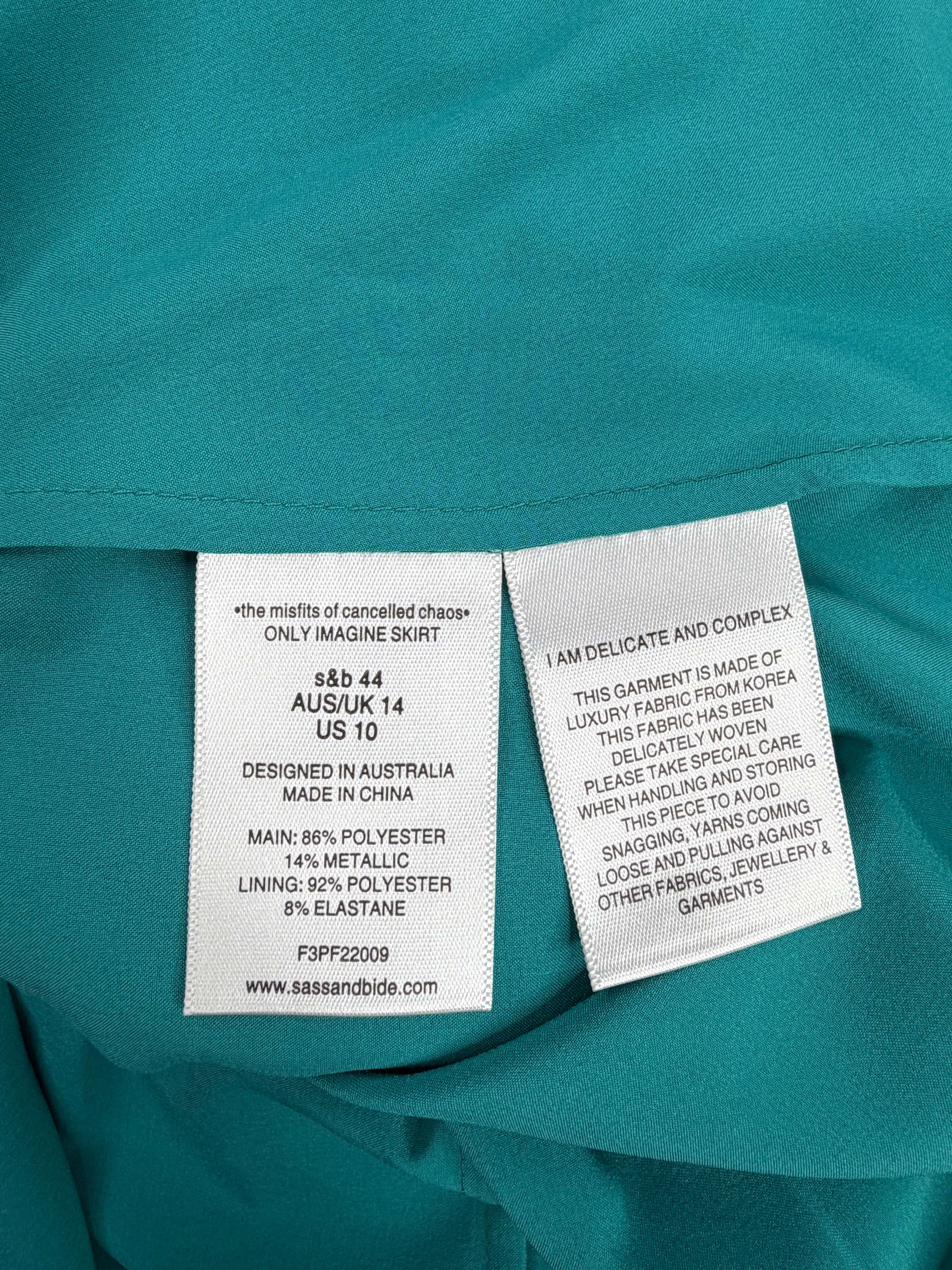 Sass & Bide Turquoise & Gold 'Only Imagine' Frilled Maxi Skirt NWT - AU14