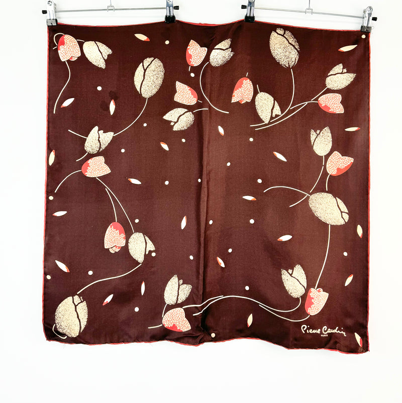 Vintage Pierre Cardin Dark Chocolate Silk Scarf