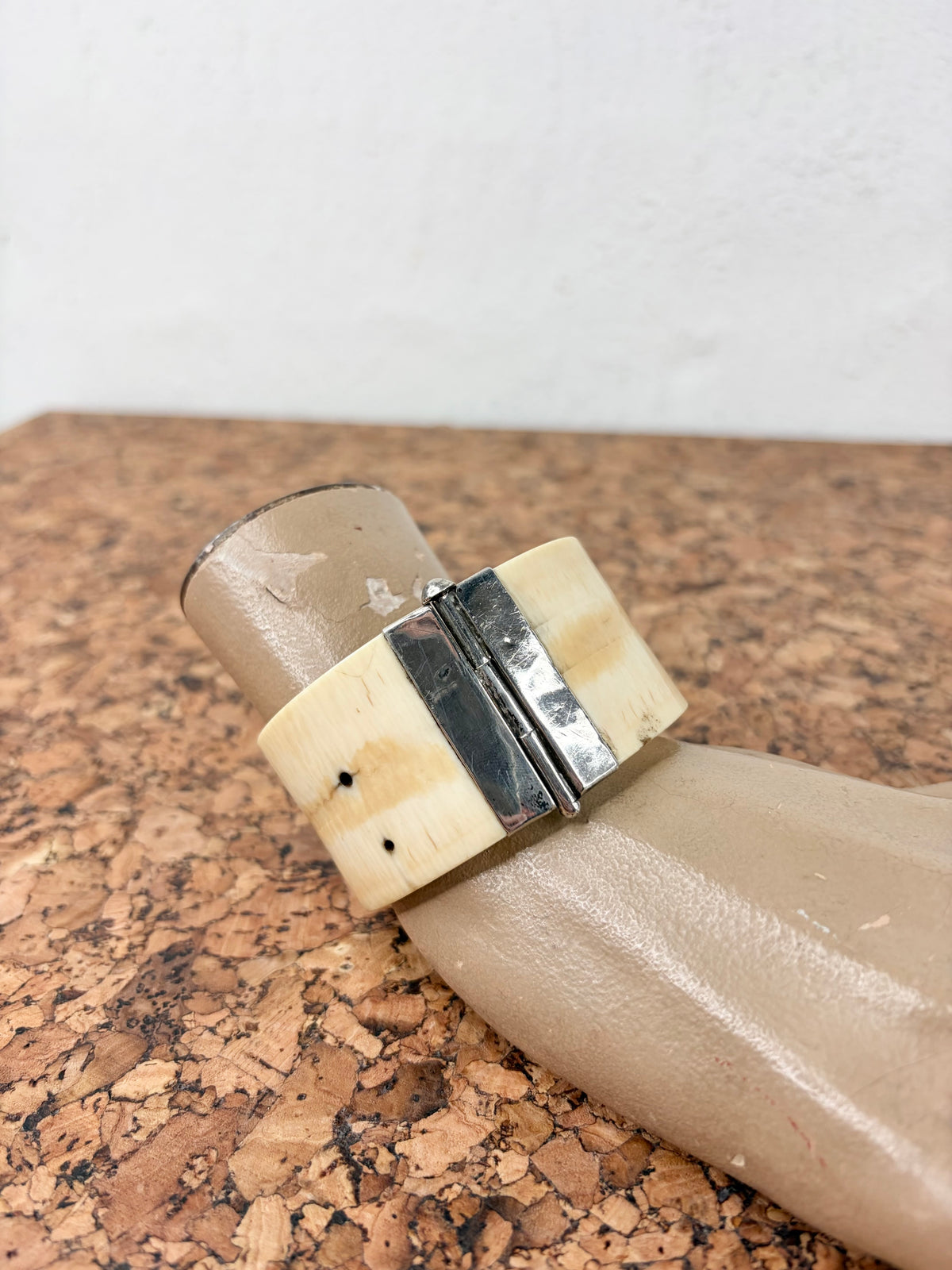 Vintage Silver & Bone Pin Bangle