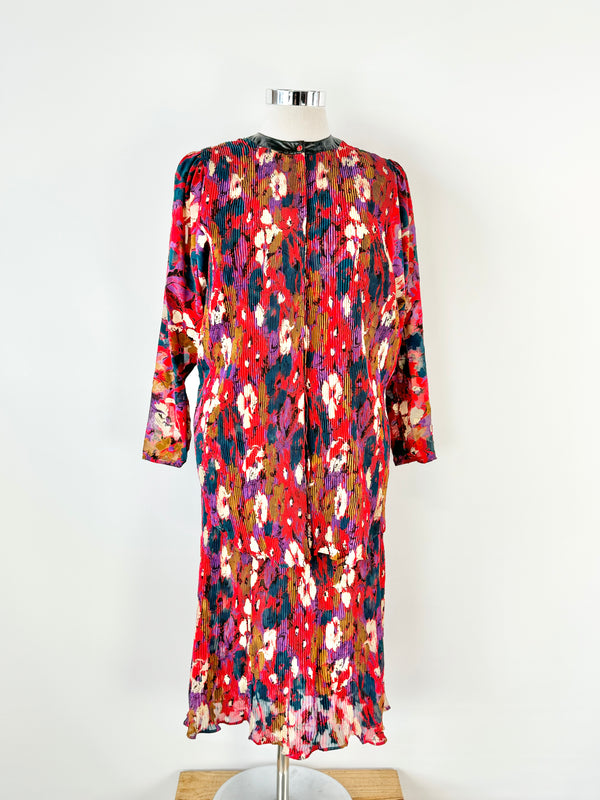 Vintage Diane Freis Red & Purple Abstract Floral 2 Piece - AU12/14