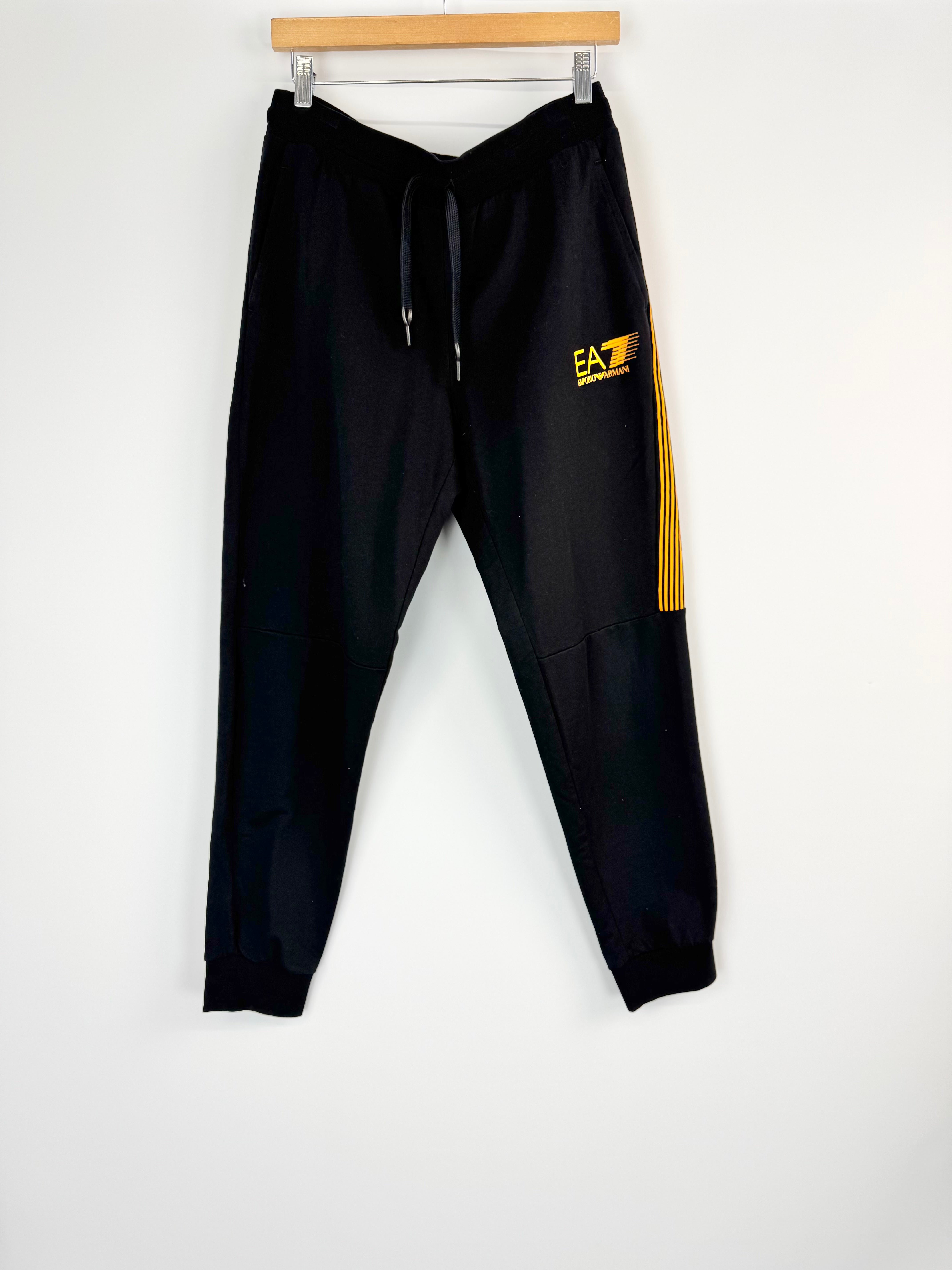 Emporio Armani EA7 Black & Orange Tracksuit Pants - M
