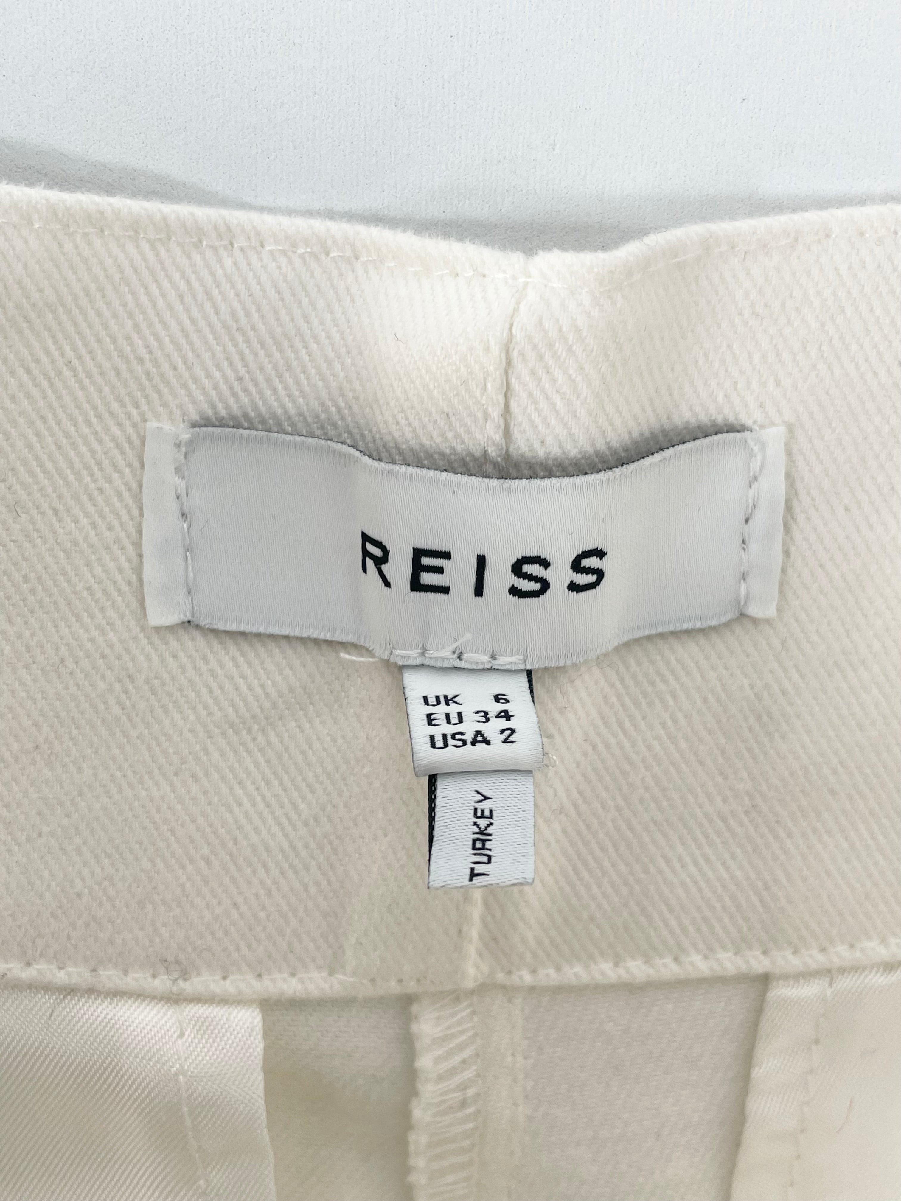 Reiss White Denim 'Serina' High-Waisted Cropped Jeans - AU6/8