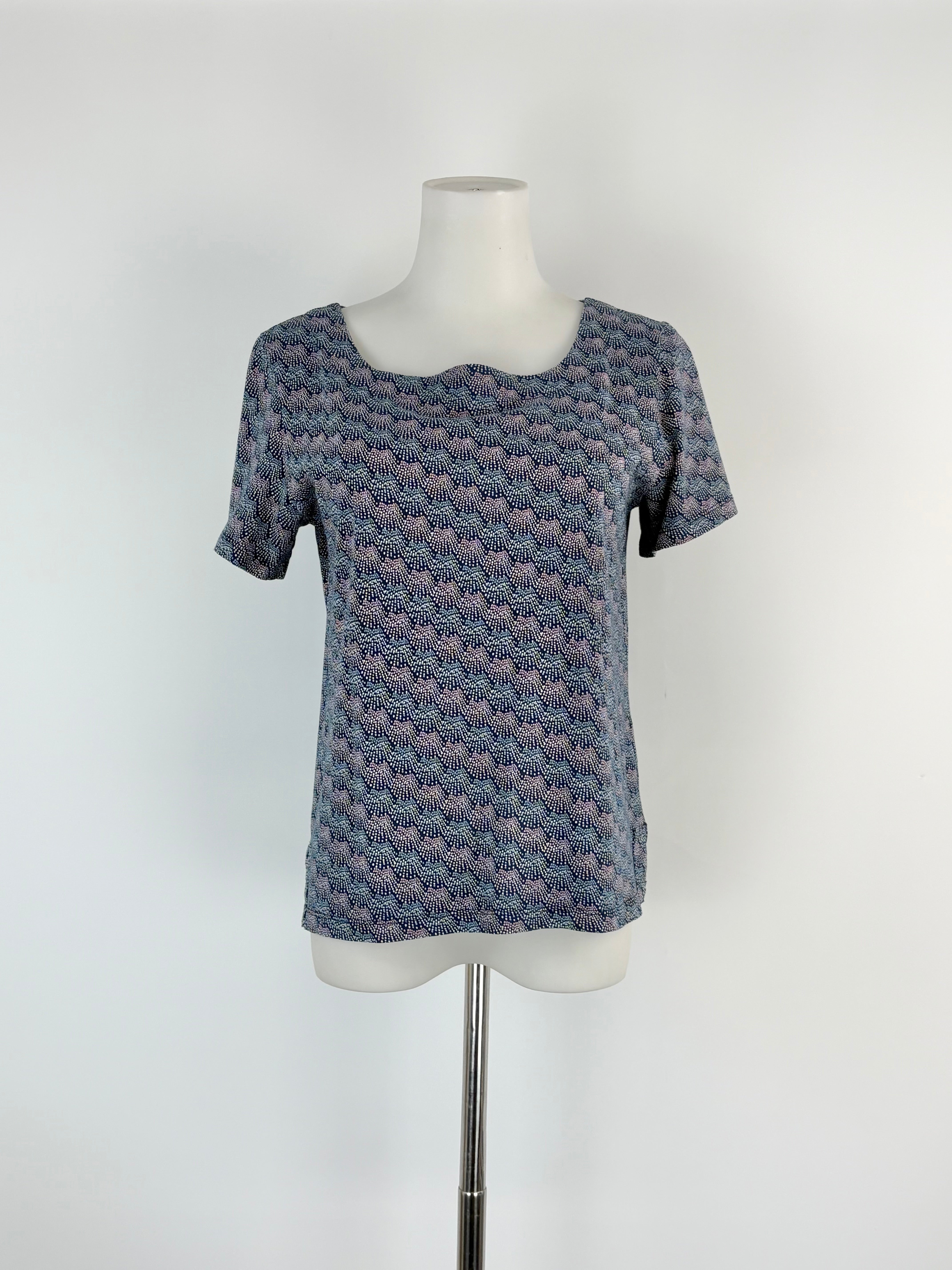 A.P.C. Rue Madame Paris Navy Blue Micro-Pattern Top - AU6/8