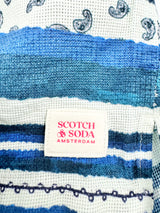 Scotch & Soda Blue & White Stripe Paisley Pattern Top NWT - XXL