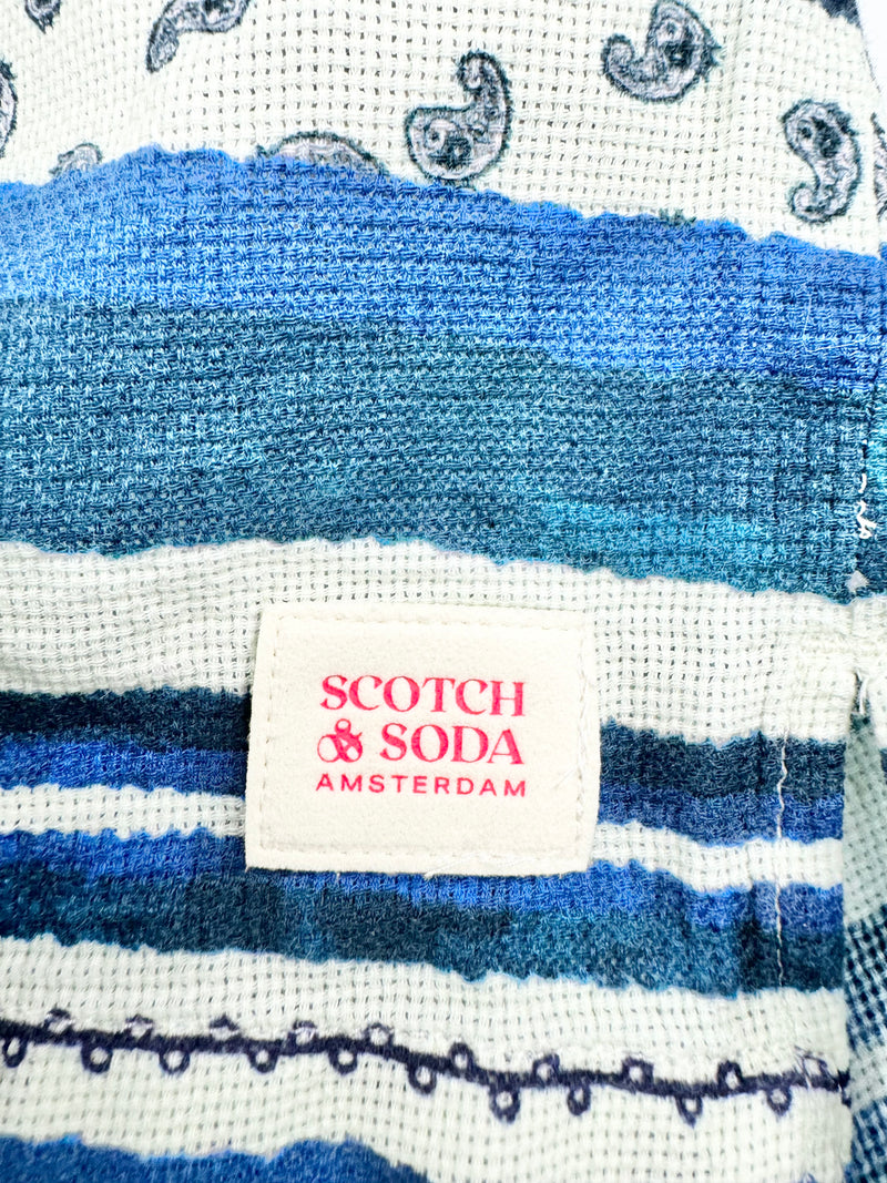 Scotch & Soda Blue & White Stripe Paisley Pattern Top NWT - XXL