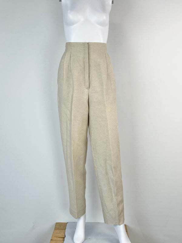 Louis Féraud Vintage Beige Linen & Wool Blend Slacks - AU8