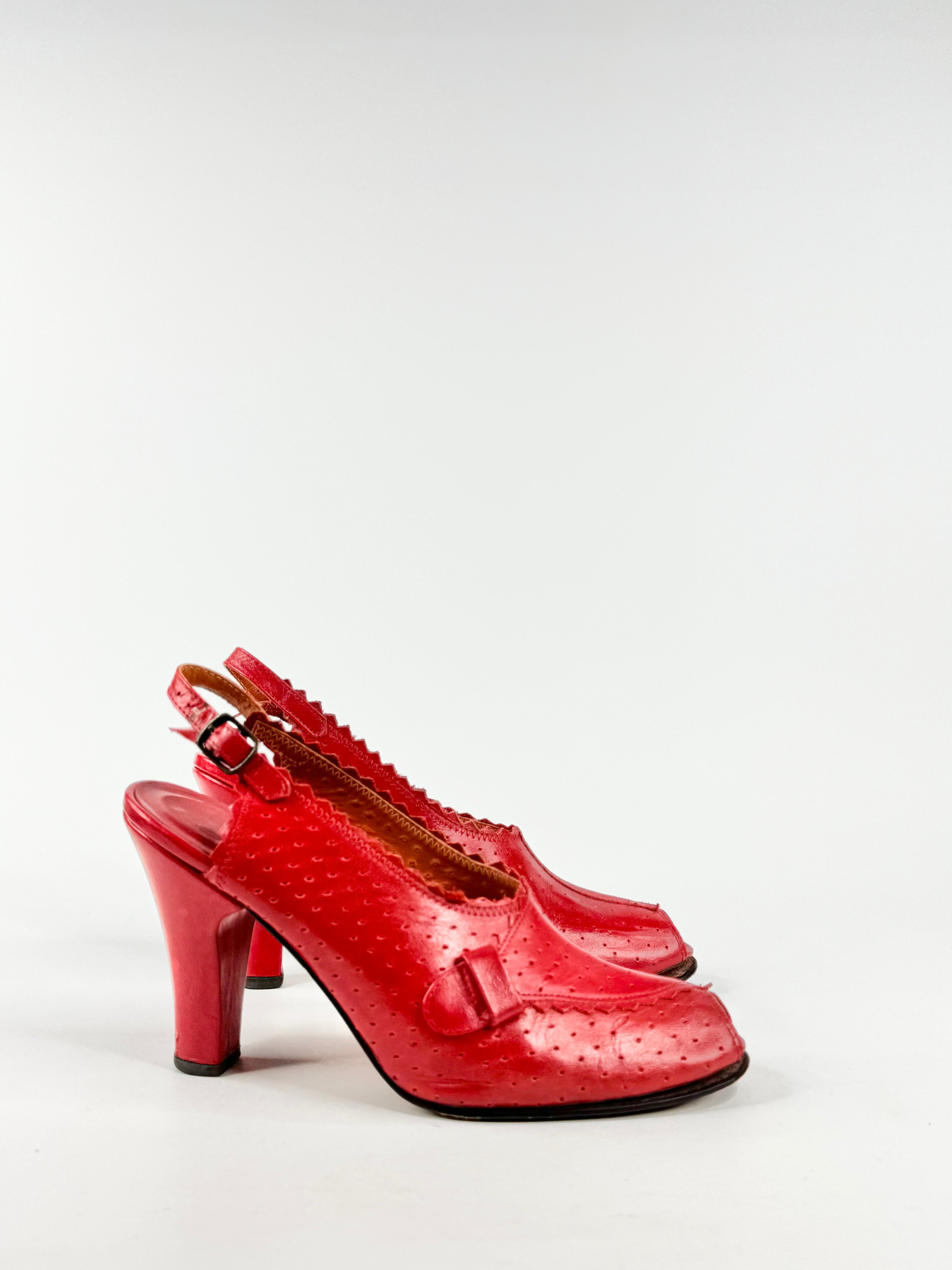 Vintage Philip Heath  'Claudette' Red Dot Sling Backs - EU40