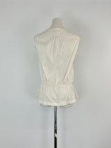 Cotélac Ivory Sleeveless Button-Up Peplum Top - AU8