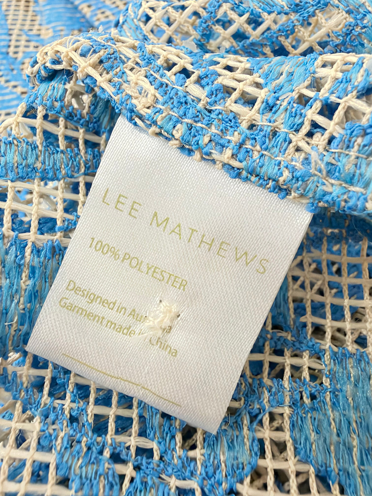 Lee Mathews Lapis & Beige 'Net Rayne' Midi Dress - AU10/12