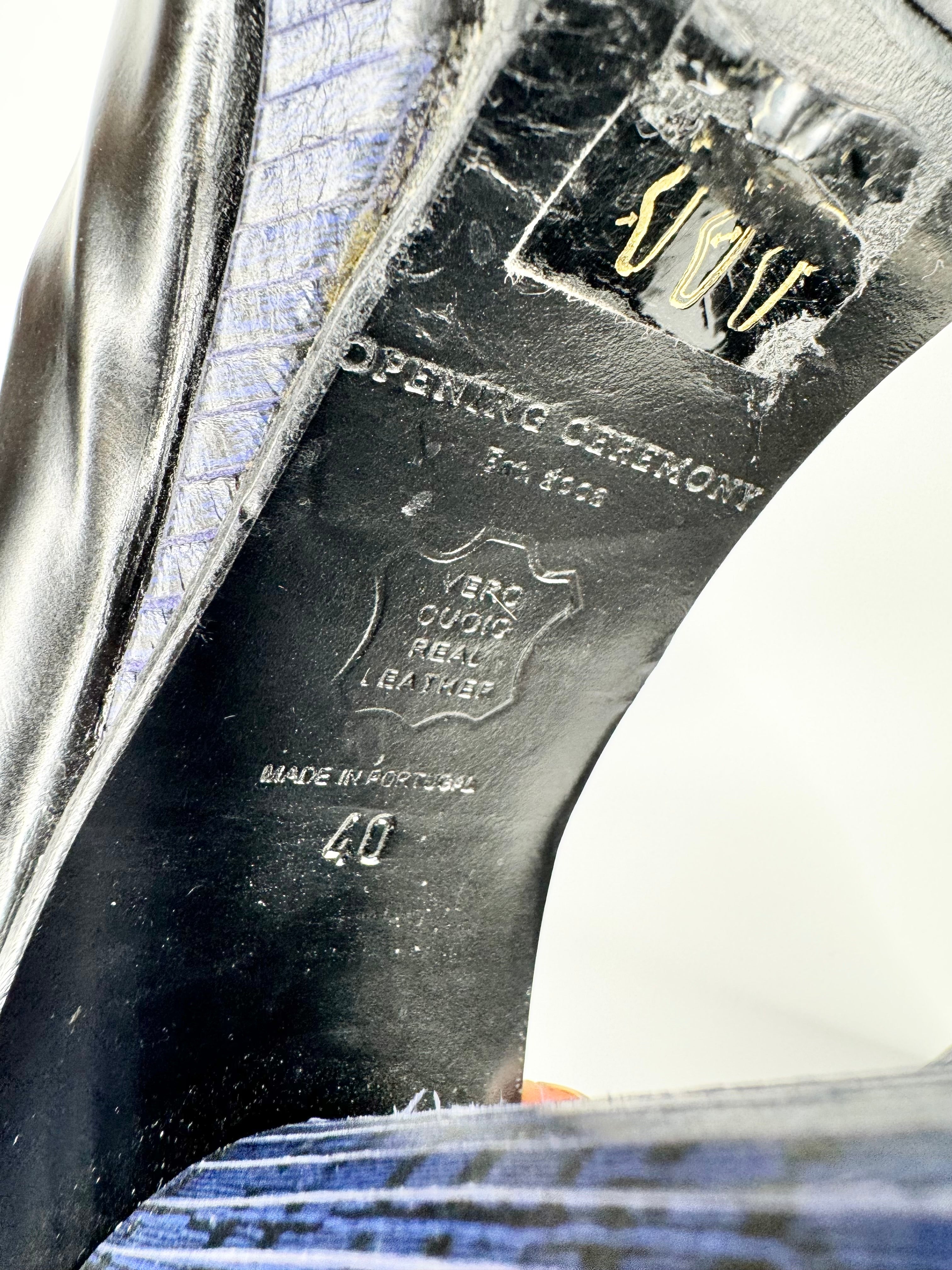 Opening Ceremony Shiny Calf Grunge Belt Buckle Boots - EU40