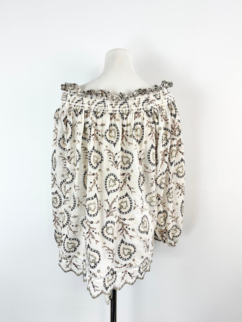 Zimmermann White Embroidered Peasant Top - AU8/10