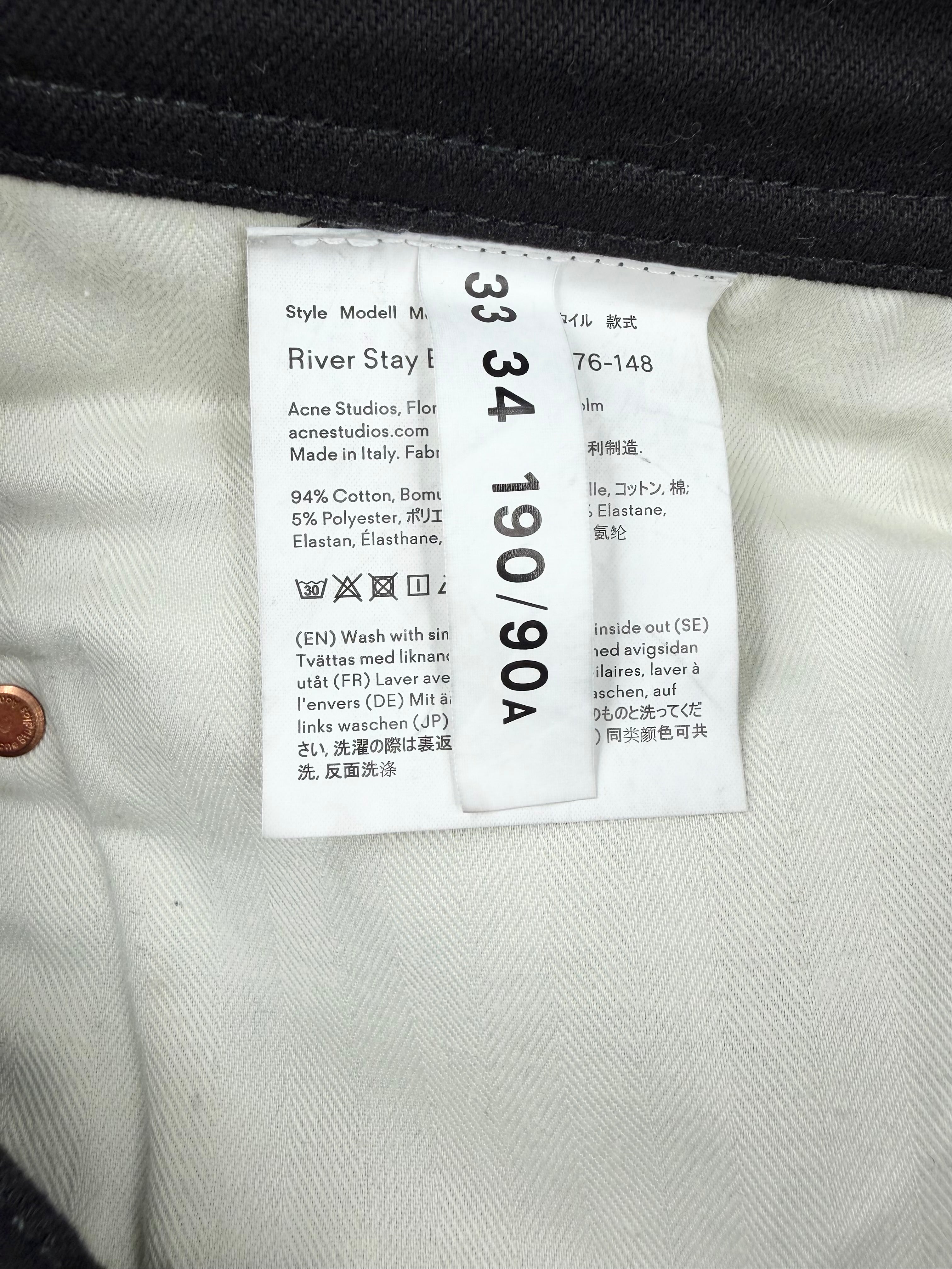 Acne Studios Blå Konst Black 'River Stay' Jeans - 33 34