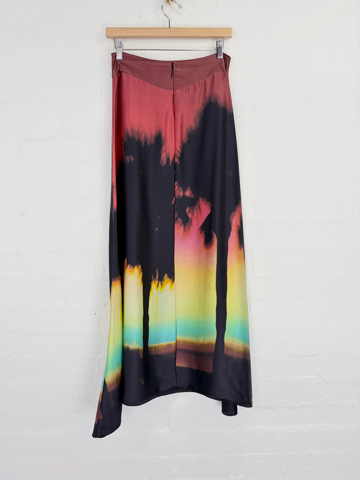 Jane Ramsay Multicolour Tree Patterned Silk Maxi Skirt - AU6/8