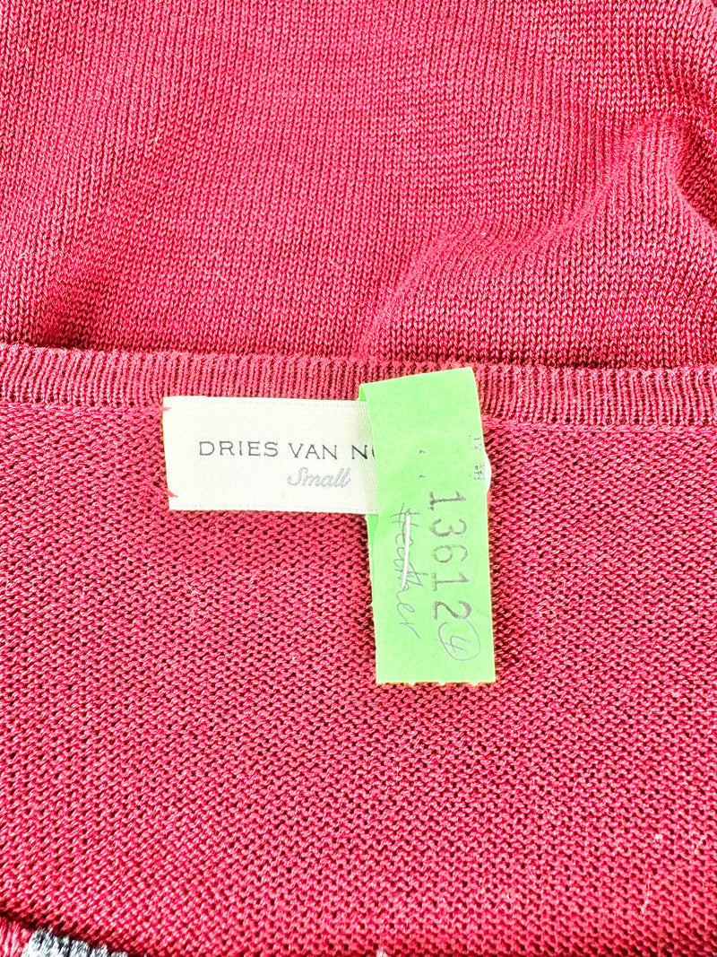 Dries van Noten Red Rose Knitwear Top - AU6/8