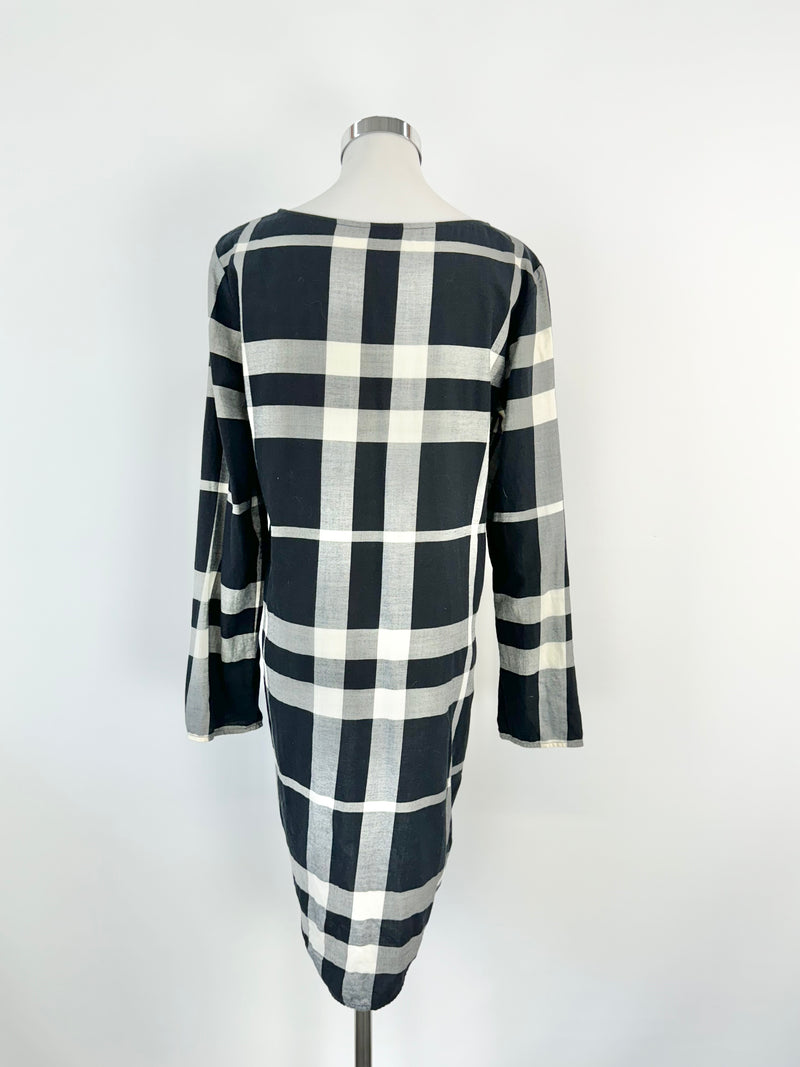 Sass & Bide Black & White Plaid Long Sleeve Top - AU8