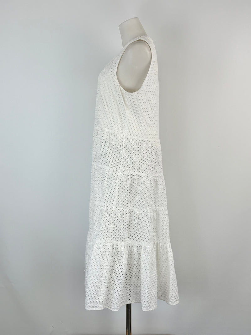 Decjuba White Ring-Pattern Tiered Maxi Dress - AU12