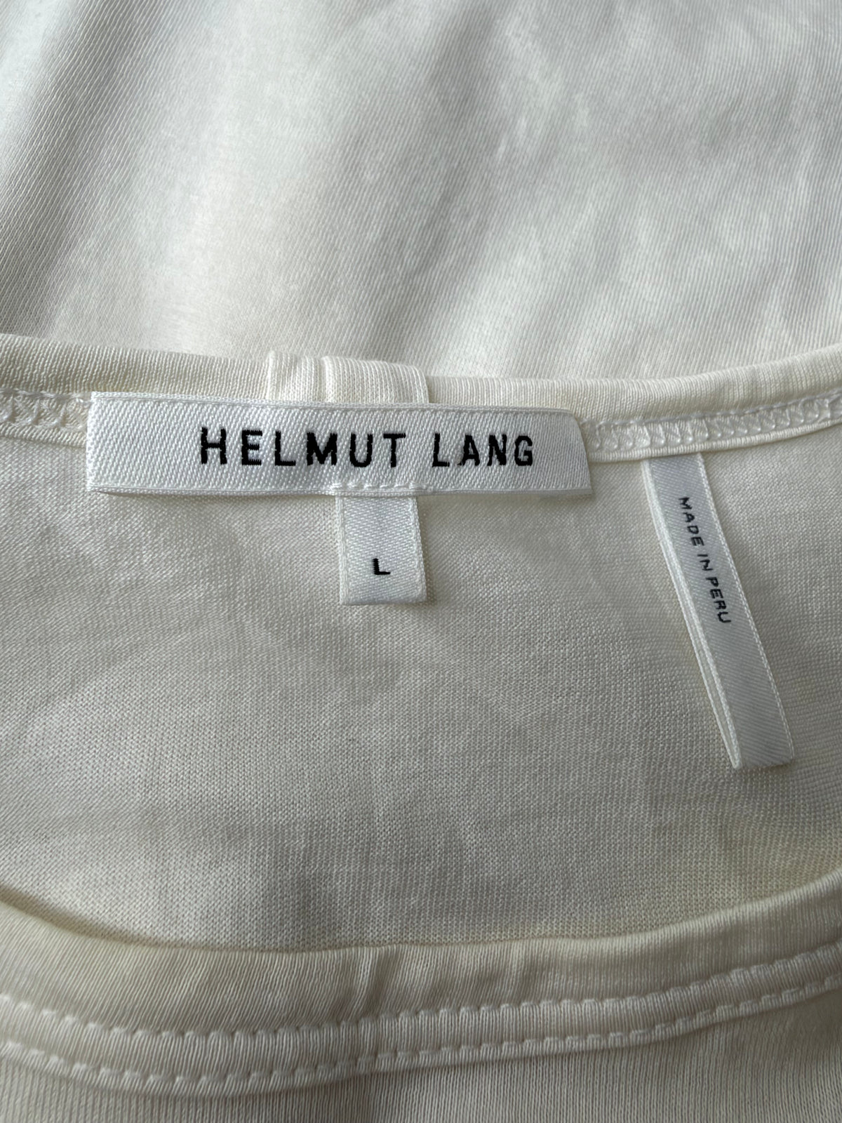 Helmut Lang Cream Cut Out Black Sleeve T-Shirt - AU12