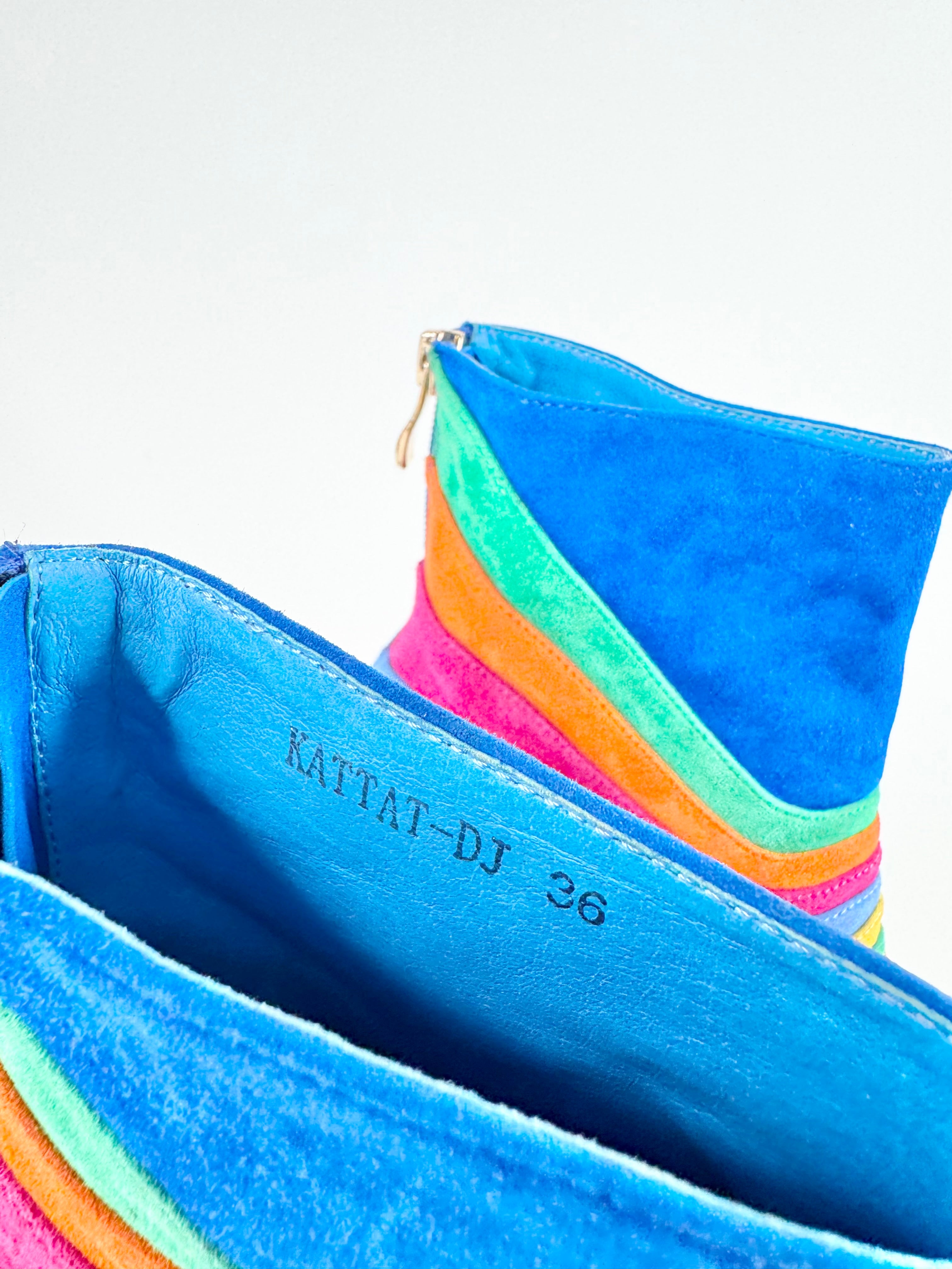 Django & Juliette 'Kattat' Bright Multi Suede Ankle Boots - EU36