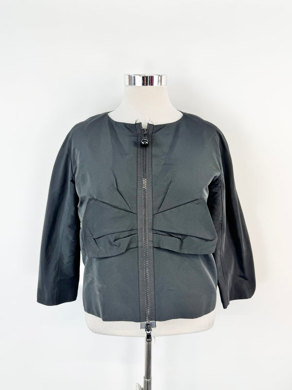 Moschino Cheap & Chic Black Bow Tie Zippered Jacket - AU10