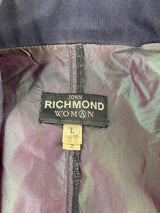 John Richmond Women Blue & Green Shot Silk & Wool Blazer - AU10