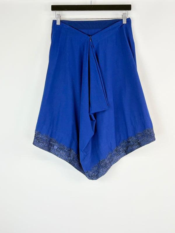 Akira Cobalt Embroidered Hem Midi Skirt - AU12