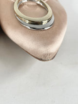 Armani Collezioni Satin Champagne Pointed Toe Ballet Flats - EU39