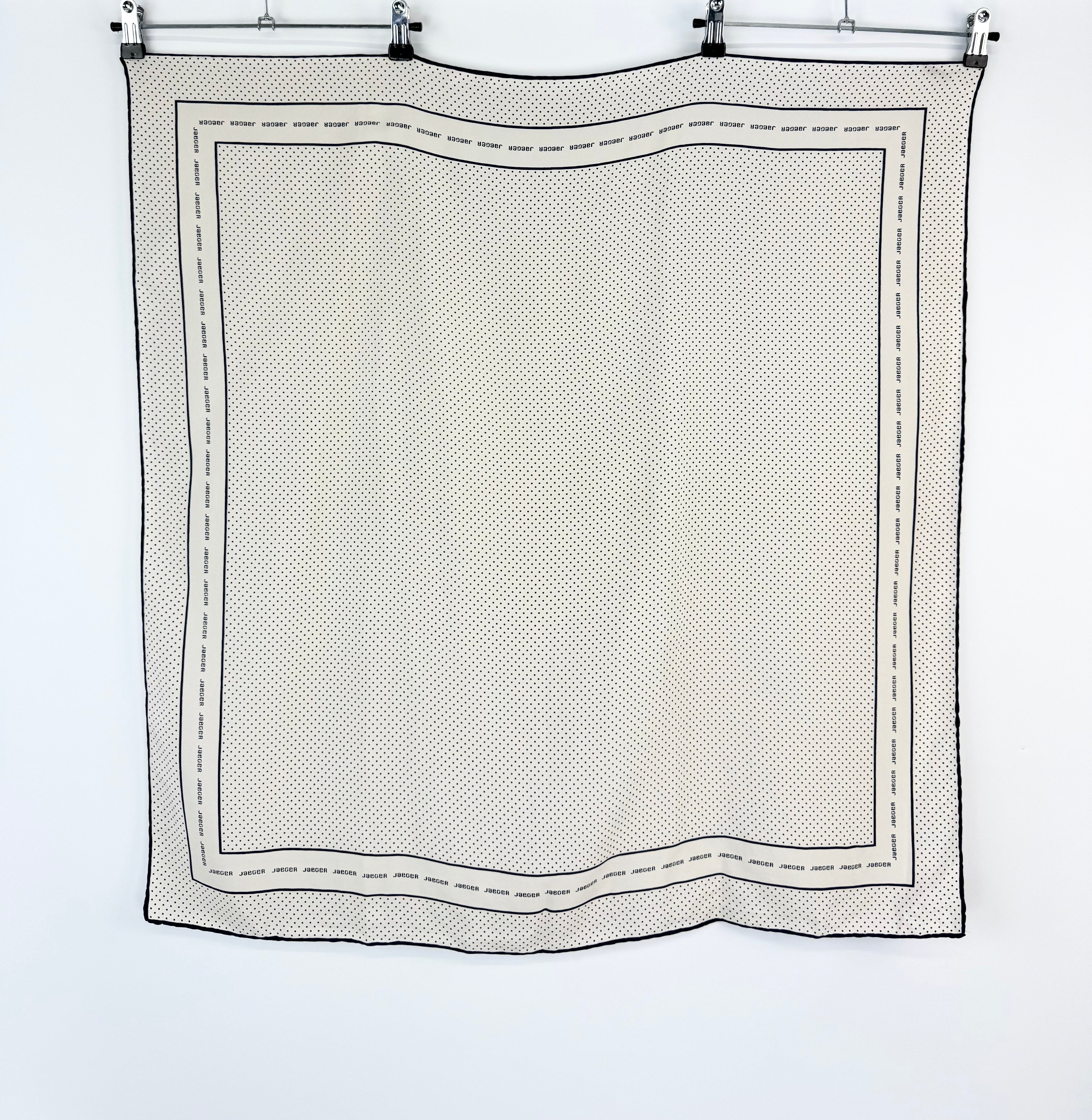 Vintage Jaeger Large Cream Dotted Silk Scarf