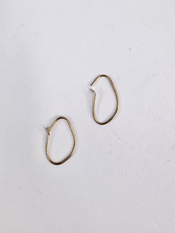 Gold Plated Silver Abstract Hoop Earrings