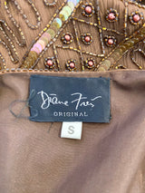 Vintage Diane Freis Milk Chocolate Silk Beaded Cardigan - AU10