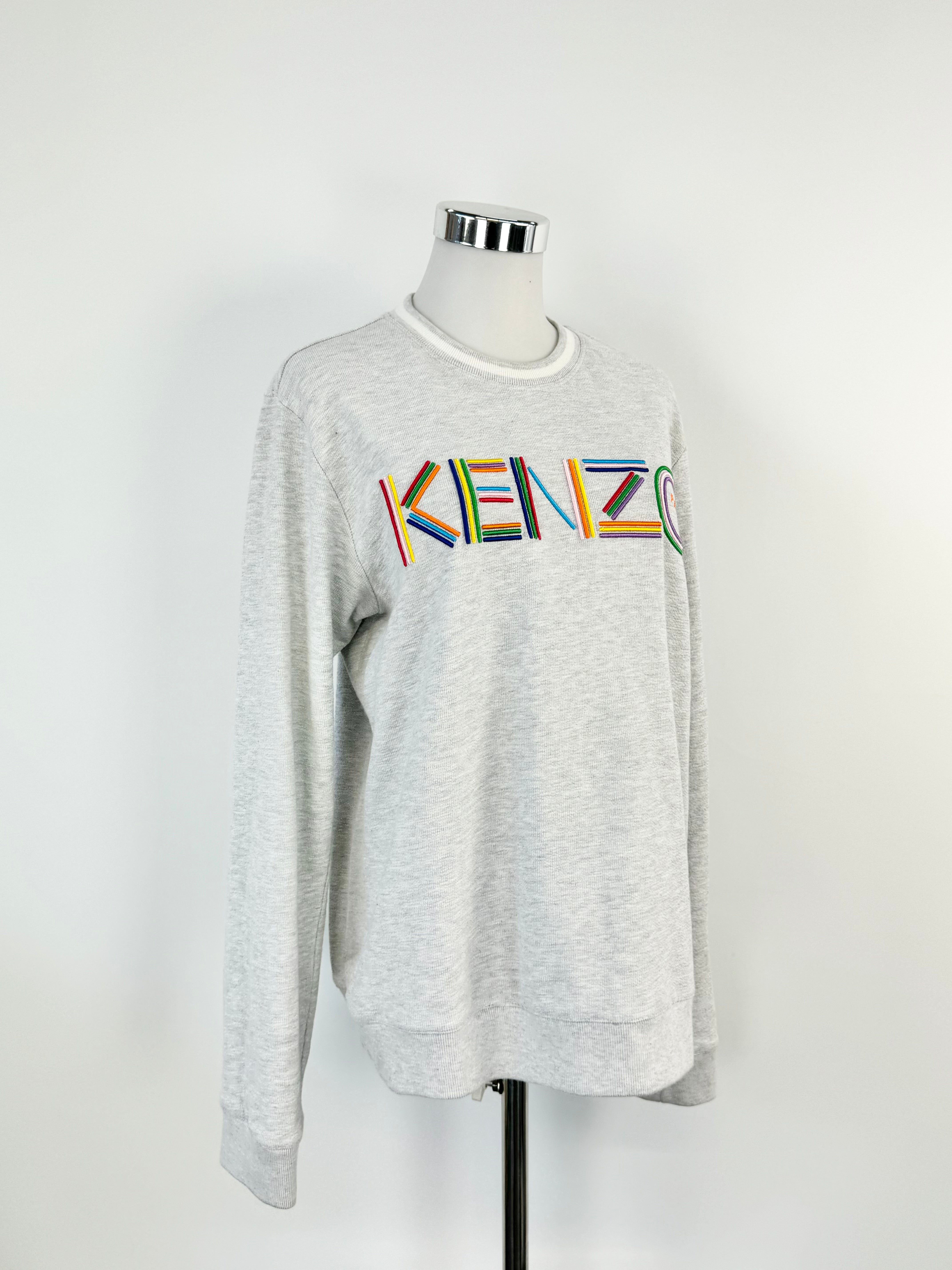 Kenzo Light Grey Rainbow Logo Sweater - AU8/10