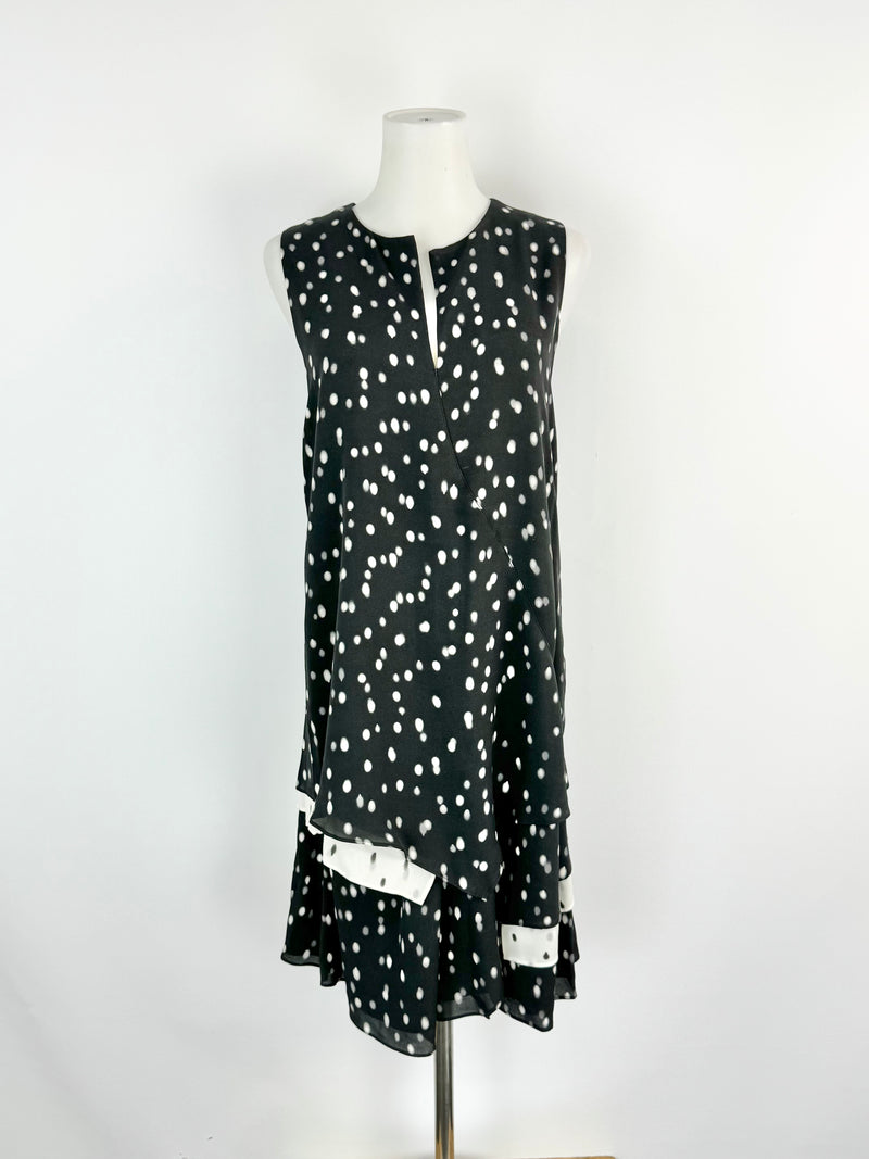 Proenza Schouler Spring Silk Black Polka Dot Ruffle Bridgerton Dress - AU8