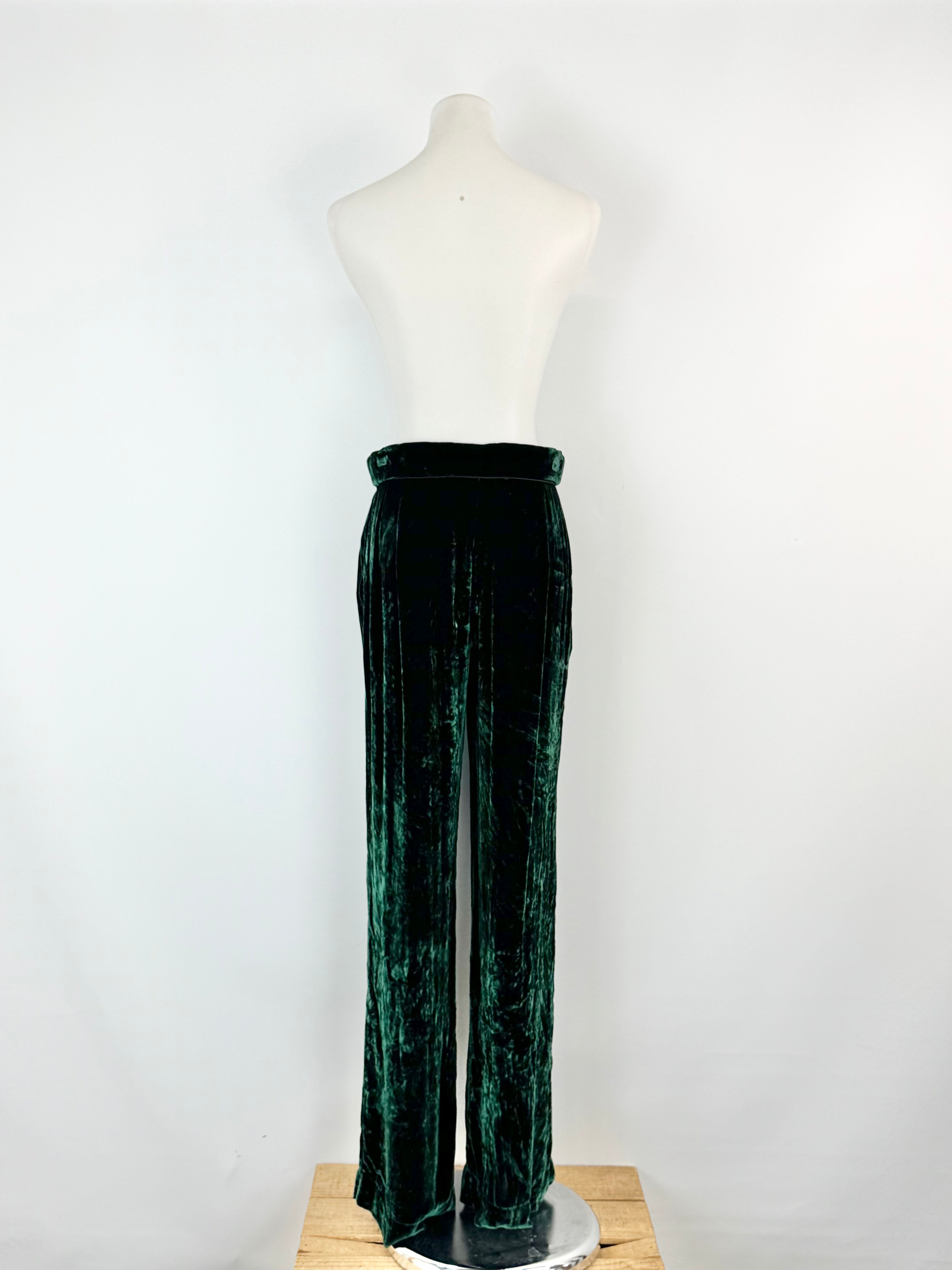 Sleep with Jacques Forest Green Crushed Velvet Slacks - AU8