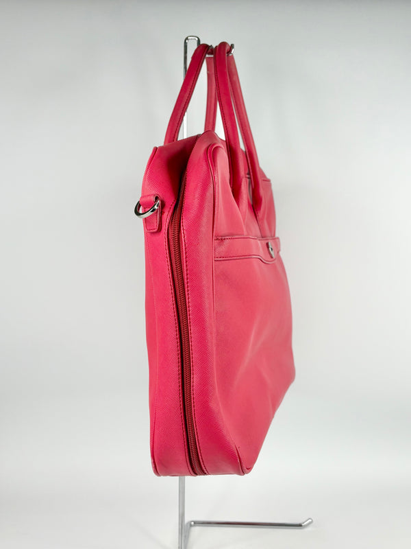 Oroton Crimson Red Leather Briefcase Bag