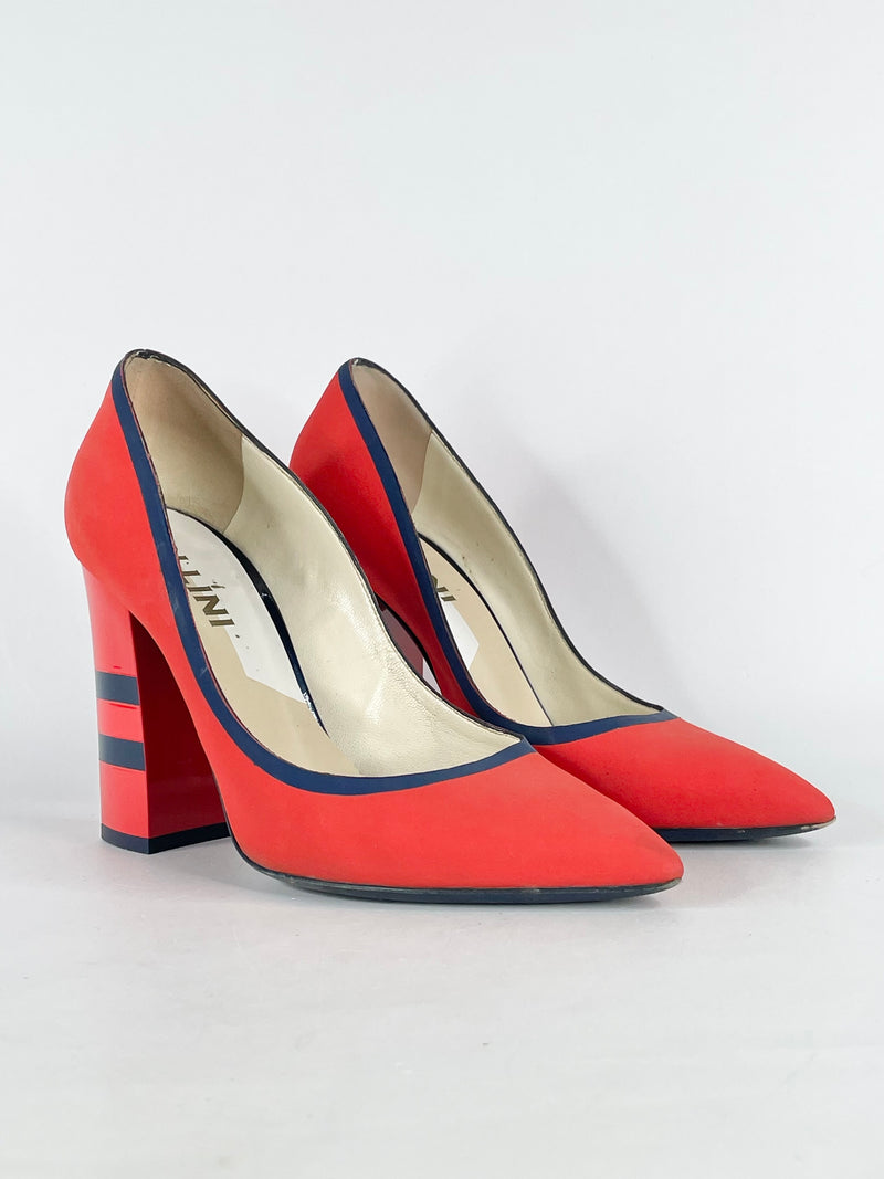 Pollini Vermillion Leather 'Perry' Pumps - EU37