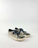 Lanvin Suede & Patent Leather Ash & Olive Sneakers - US8