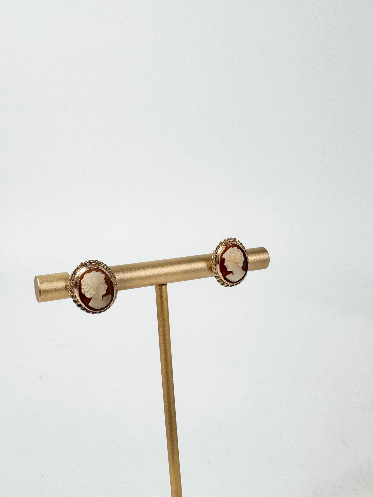 Vintage 9ct Rose Gold Cameo Studs with Silver Backings