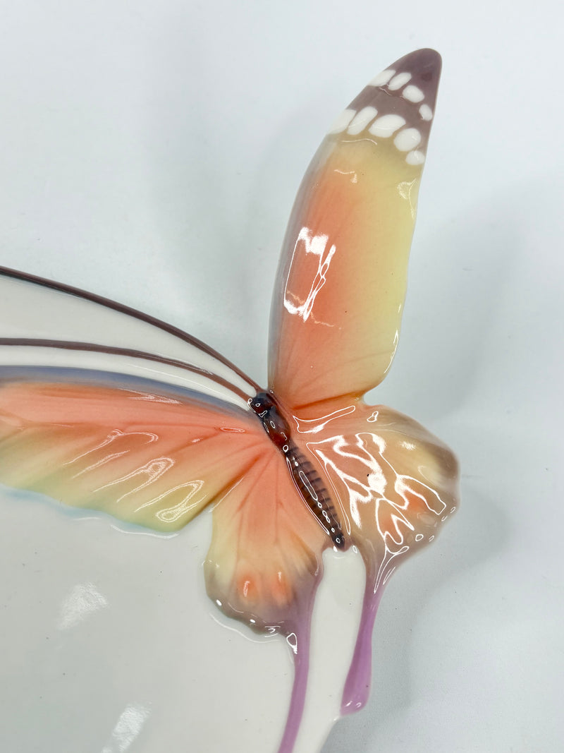 Franz Collection Papillon Handle Porcelain Tray