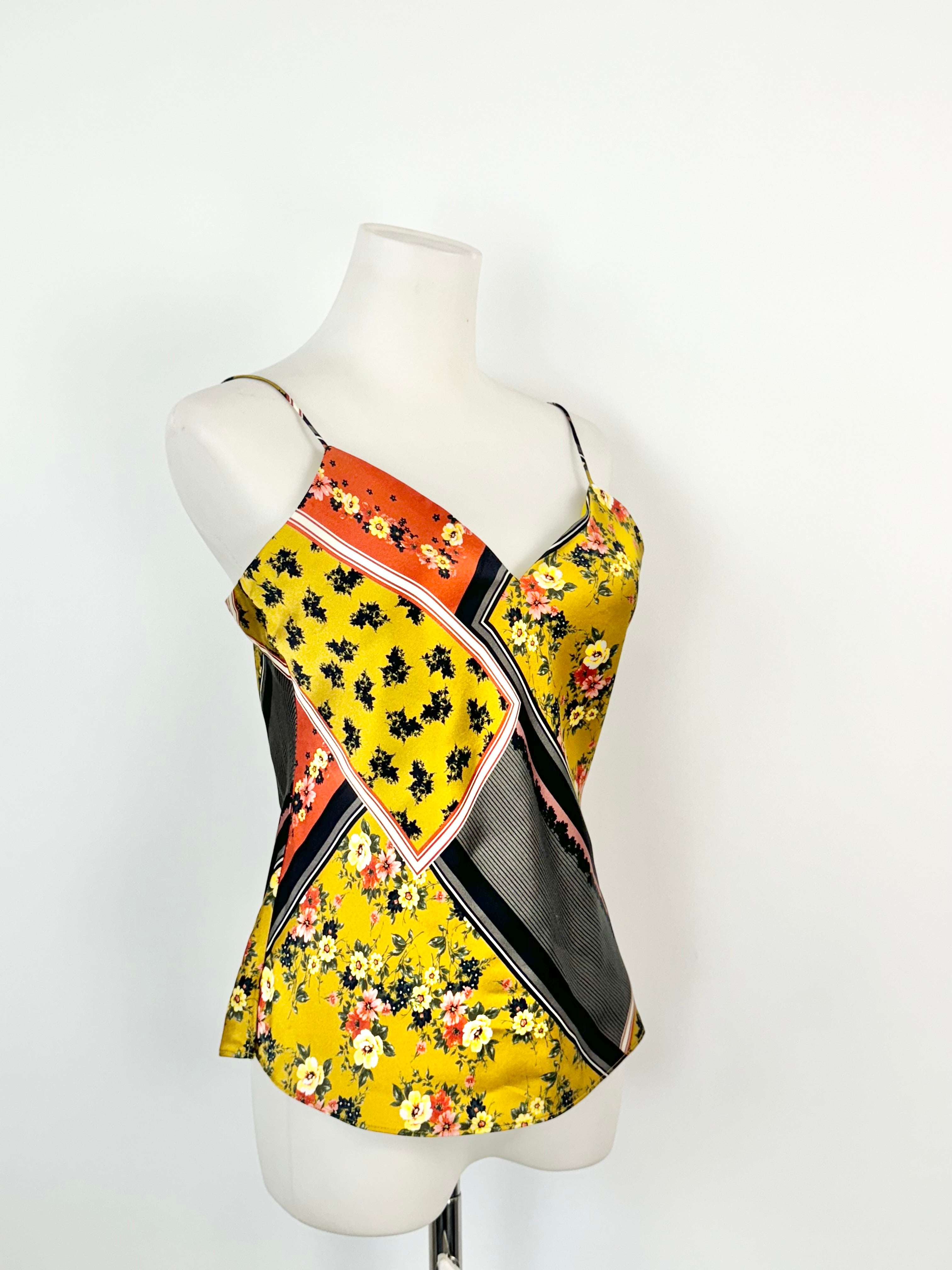 Cami NYC Chartreuse Floral Silk Camisole - AU8