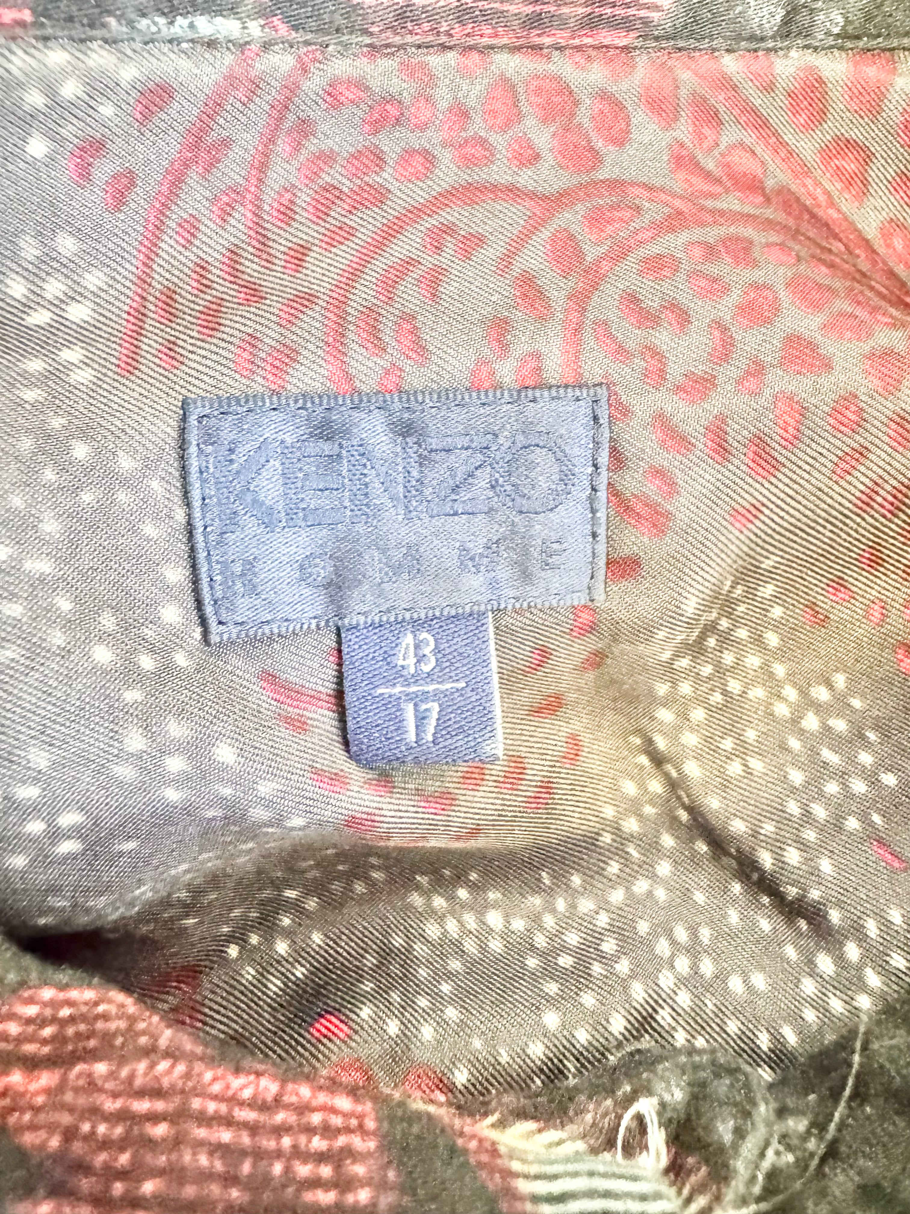 Kenzo Homme Black Floral Patterned Cotton Shirt - 43/17