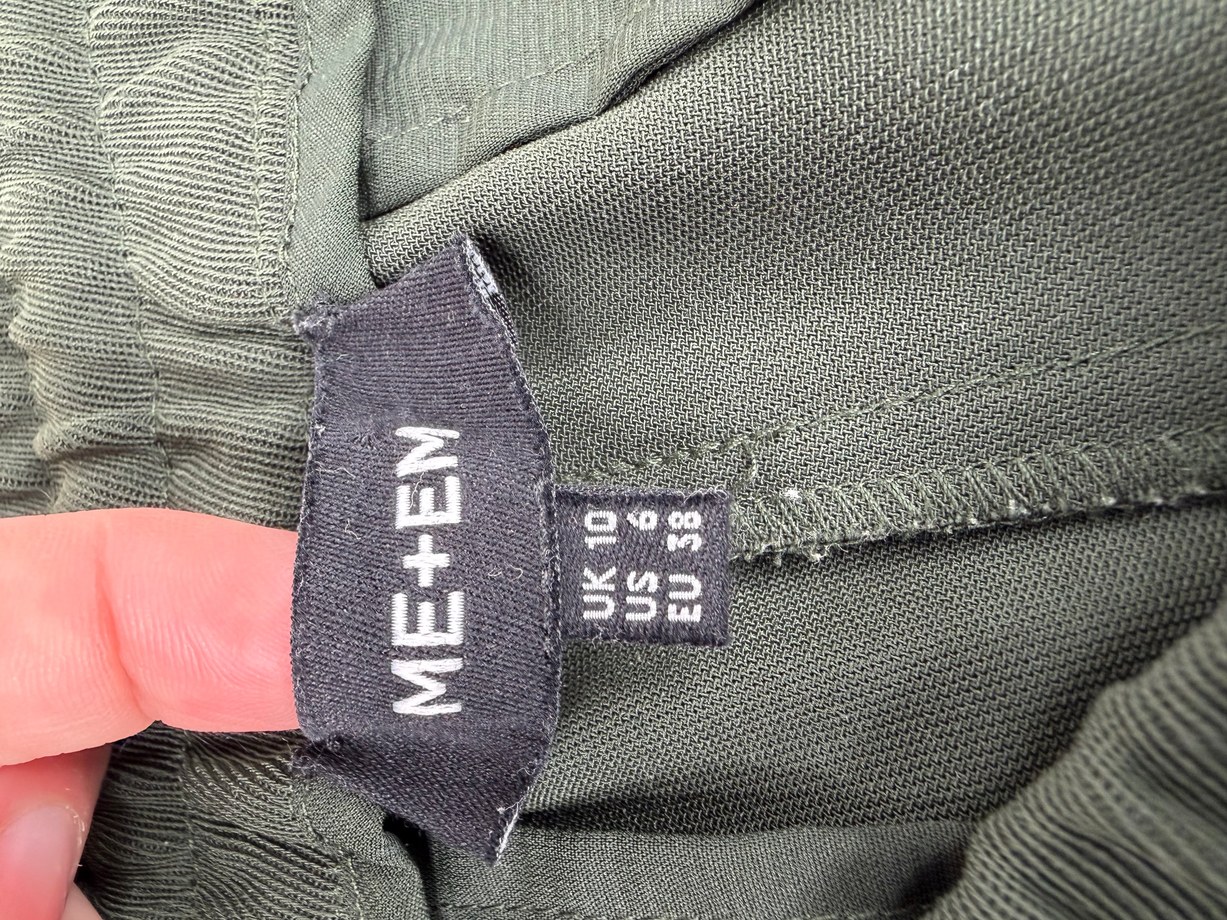 Me + Em Olive Green Blue Stripe Wide Leg Tracksuit Pants - AU10