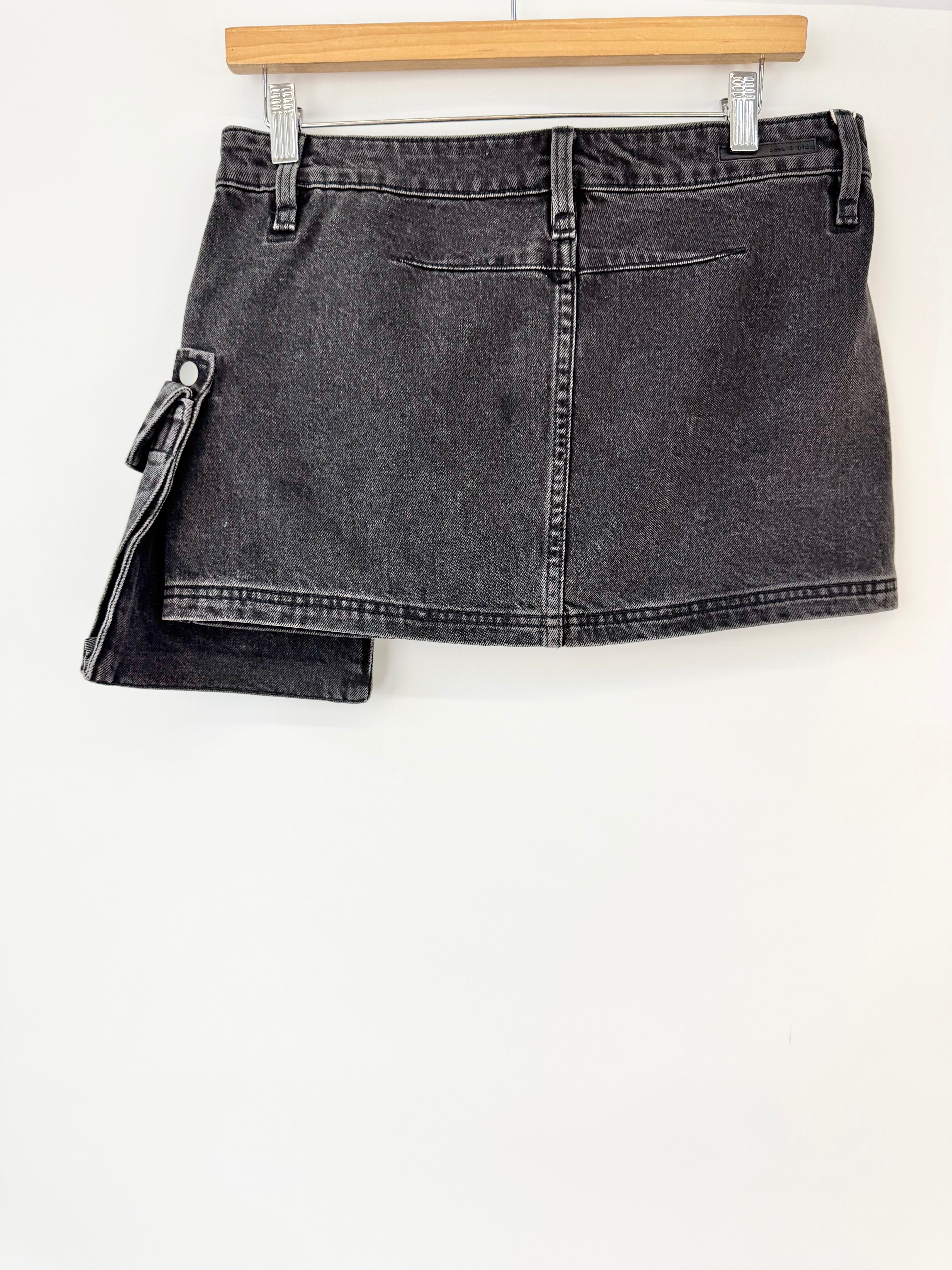 Sass & Bide Grey Denim 'Dark Knight' Cargo Pocket Mini Skirt - AU8